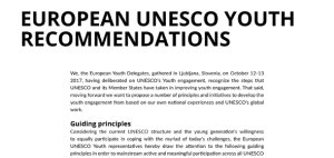 Doporučení z přípravného setkání k Fóru mládeže UNESCO 2017